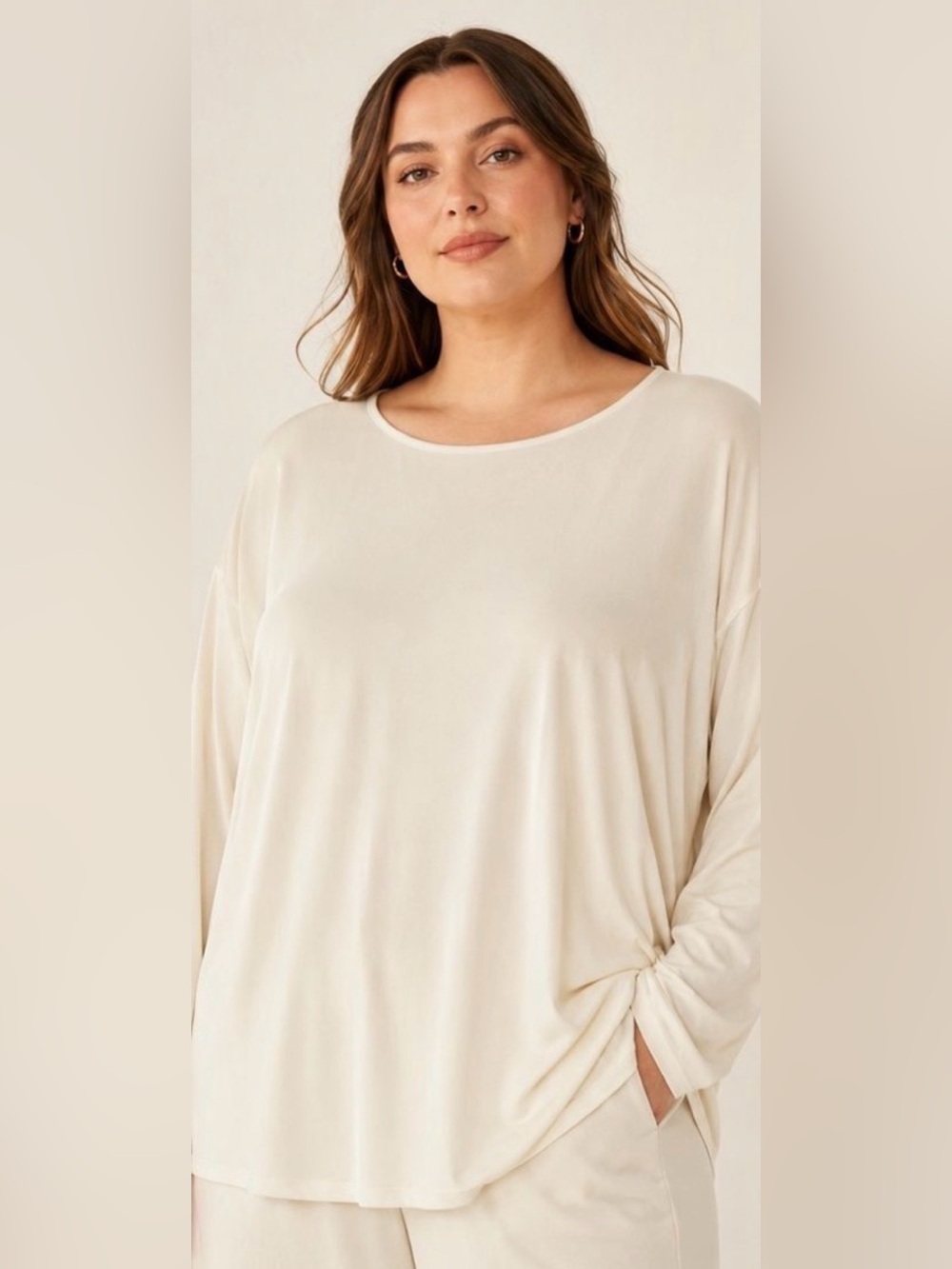 EILEEN FISHER WOMAN 100% SILK LONG SLEEVE TOP, SIZE 3X.